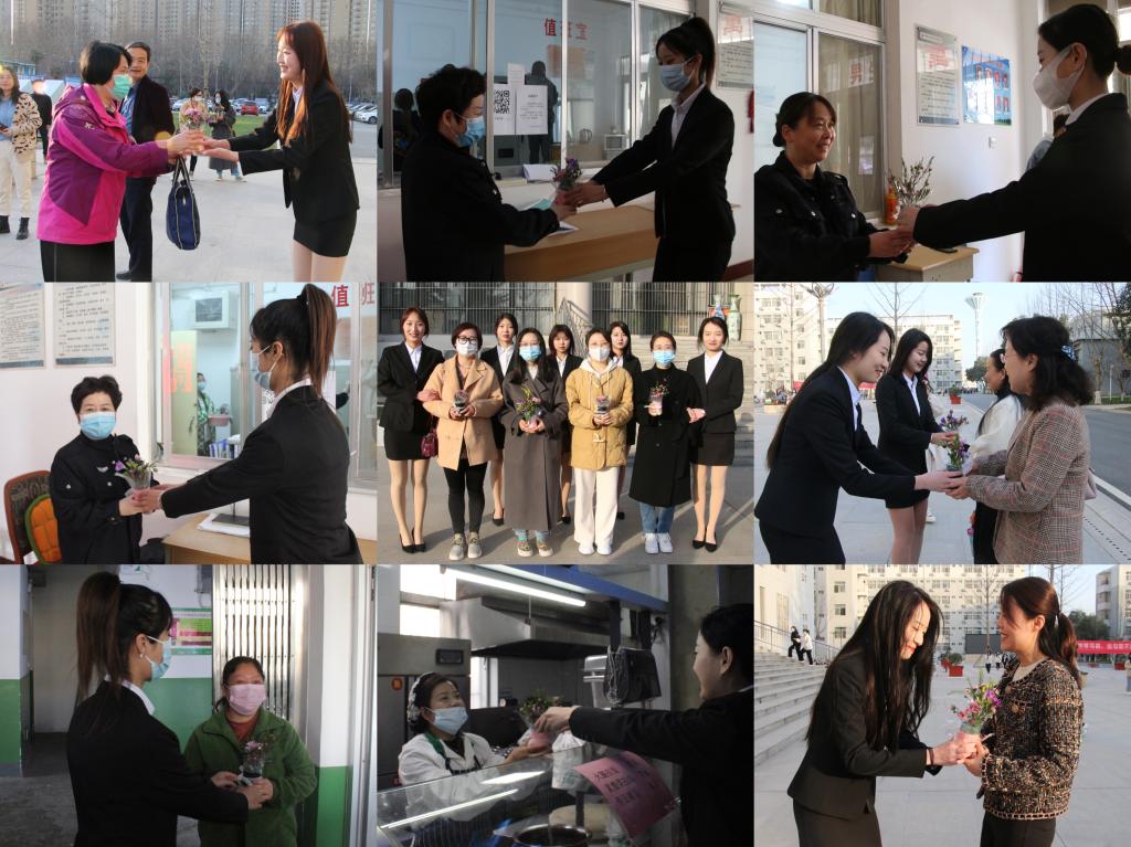 同学们向女教师赠花祝福